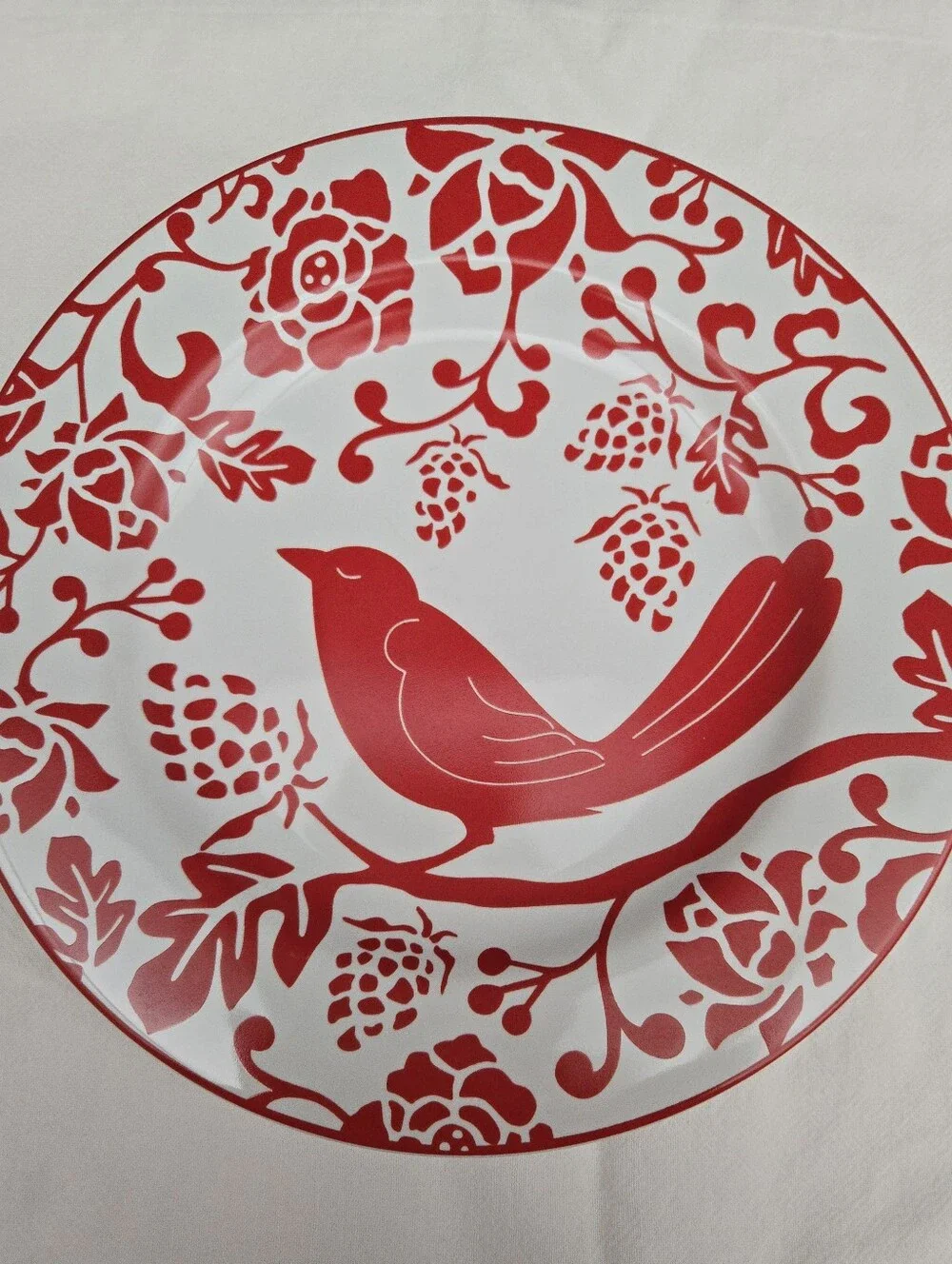Vtg. Toneware By Pier 1 Decorstive Red Bitd Plate 8
